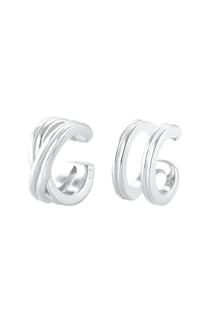 Elli Basic Set Earcuff Klemme Minimal Geo 925 Silber Ohrringe 1 ct Damen