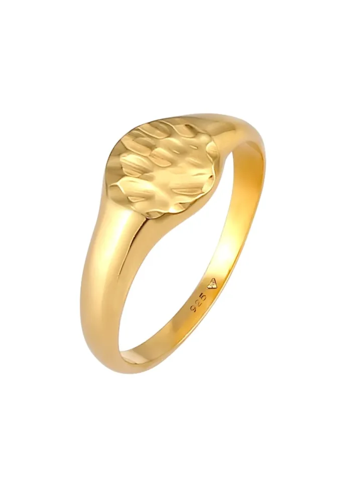 Elli Siegelring Royal Hammerschlag Trend 925 Silber Ringe 1 ct Damen