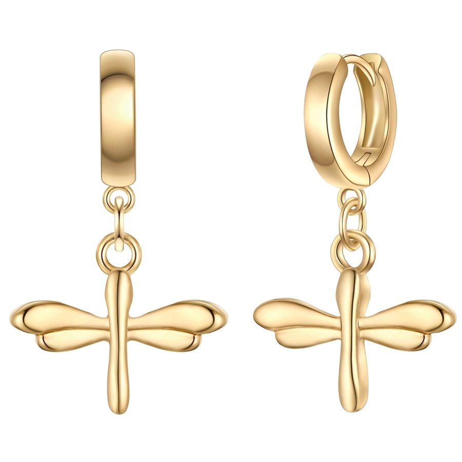 Yokoamii Creolen Libelle aus Metall-Legierung in gelbgold Ohrringe 1 ct Damen