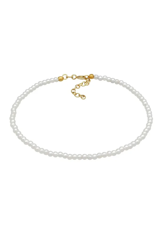 Elli - Fußschmuck Perlen Synthetisch Klassik Basic, 22cm, Gold