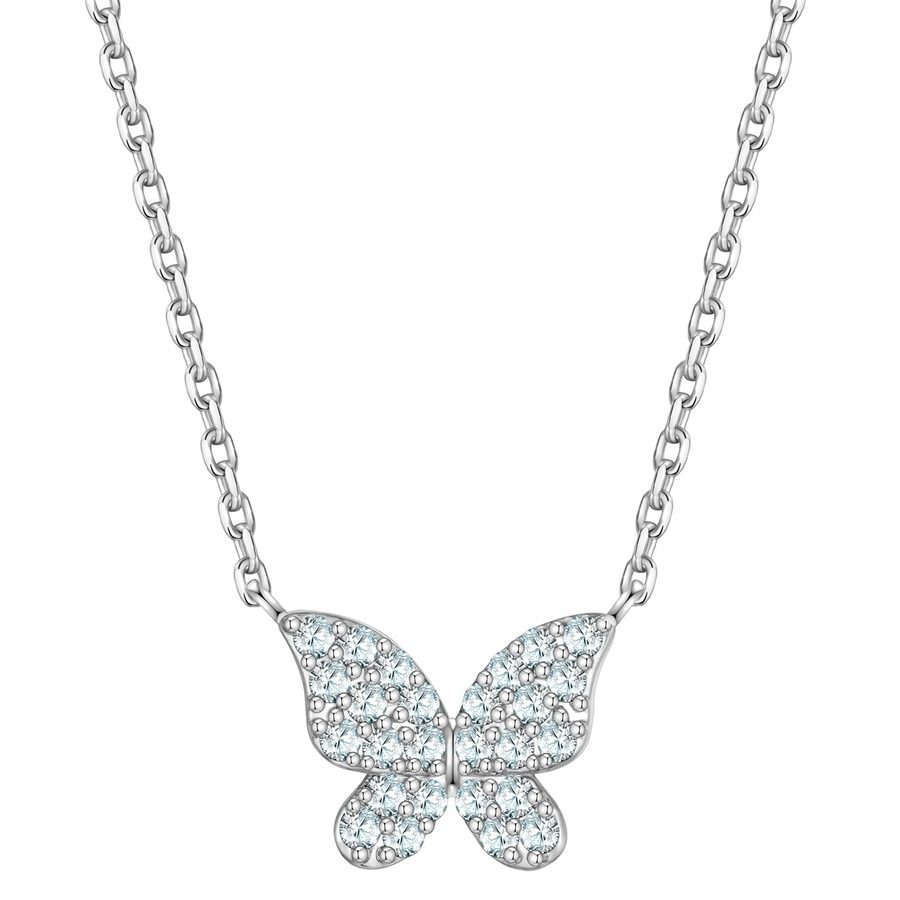 Yokoamii Halskette Schmetterling aus Messing in silber mit Zirkonia Ketten 1 ct Damen