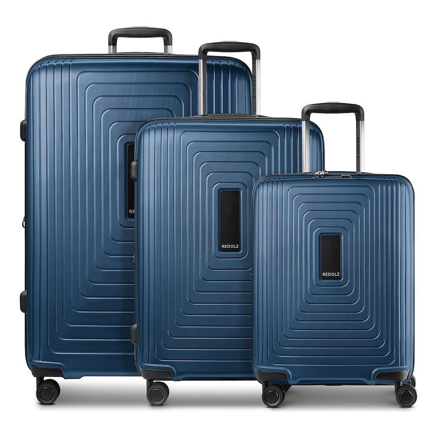 Redolz Essentials 14 4 Rollen Kofferset 3-teilig mit Dehnfalte Reisetaschen 1 ct Schwarz Herren