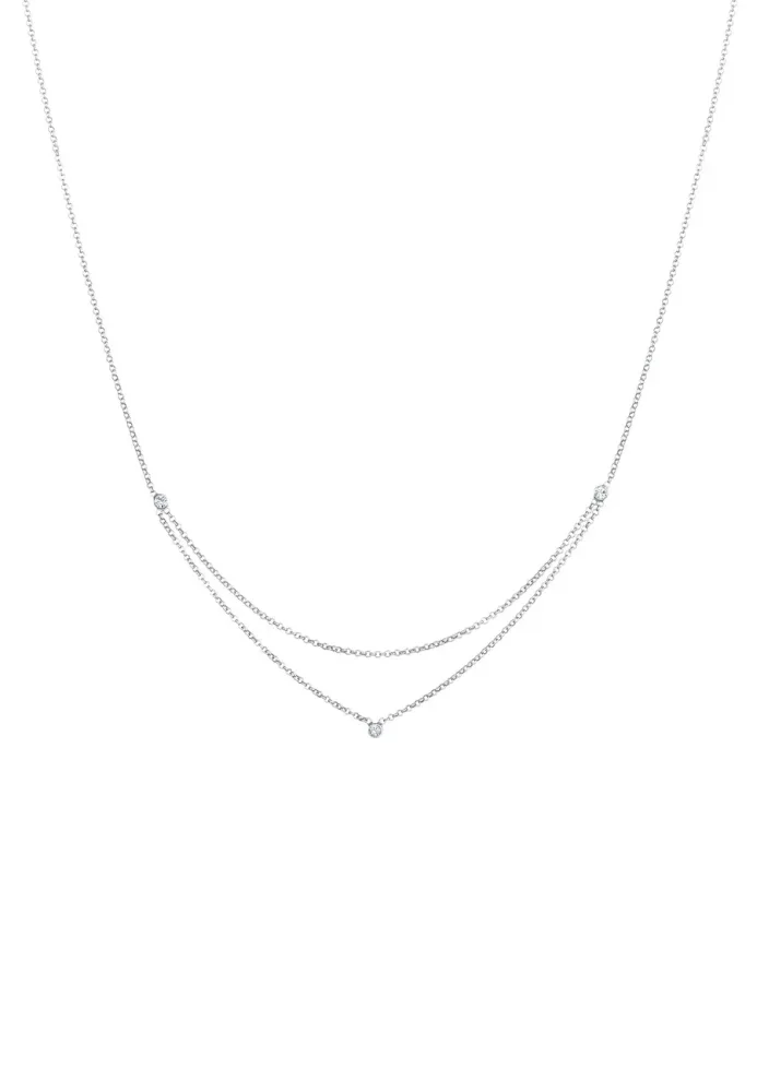Elli - Halskette Layer Kristalle, 40cm, Silber