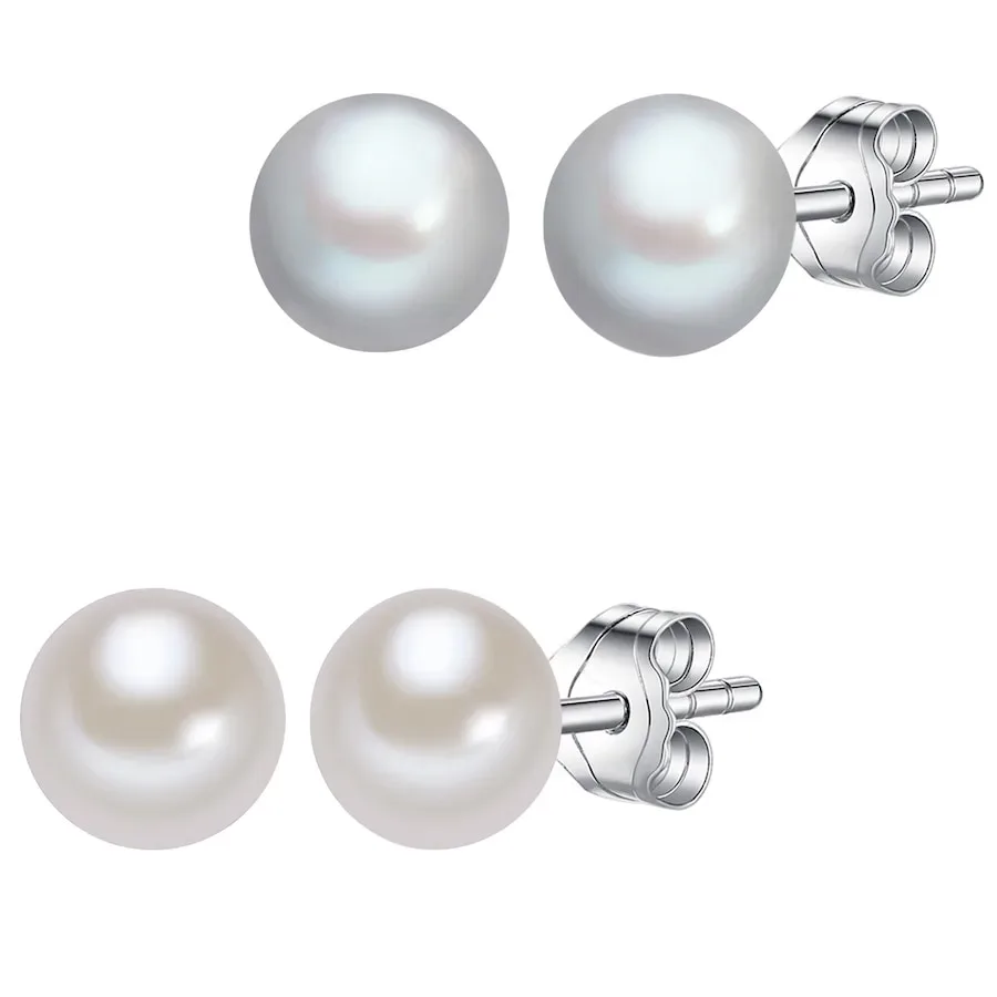 Lulu & Jane Perlen-Ohrstecker Sterling Silber Süßwasser-Zuchtperle in Silber Ohrringe 1 ct Damen