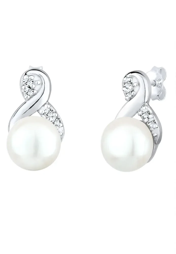 Elli - Ohrringe Infinity Perle Kristalle, One Size, Silber