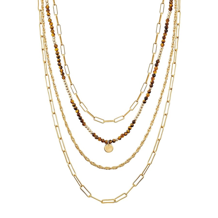 Yokoamii Halskette Metall-Legierung Naturstein in Gelbgold Ketten 1 ct Damen