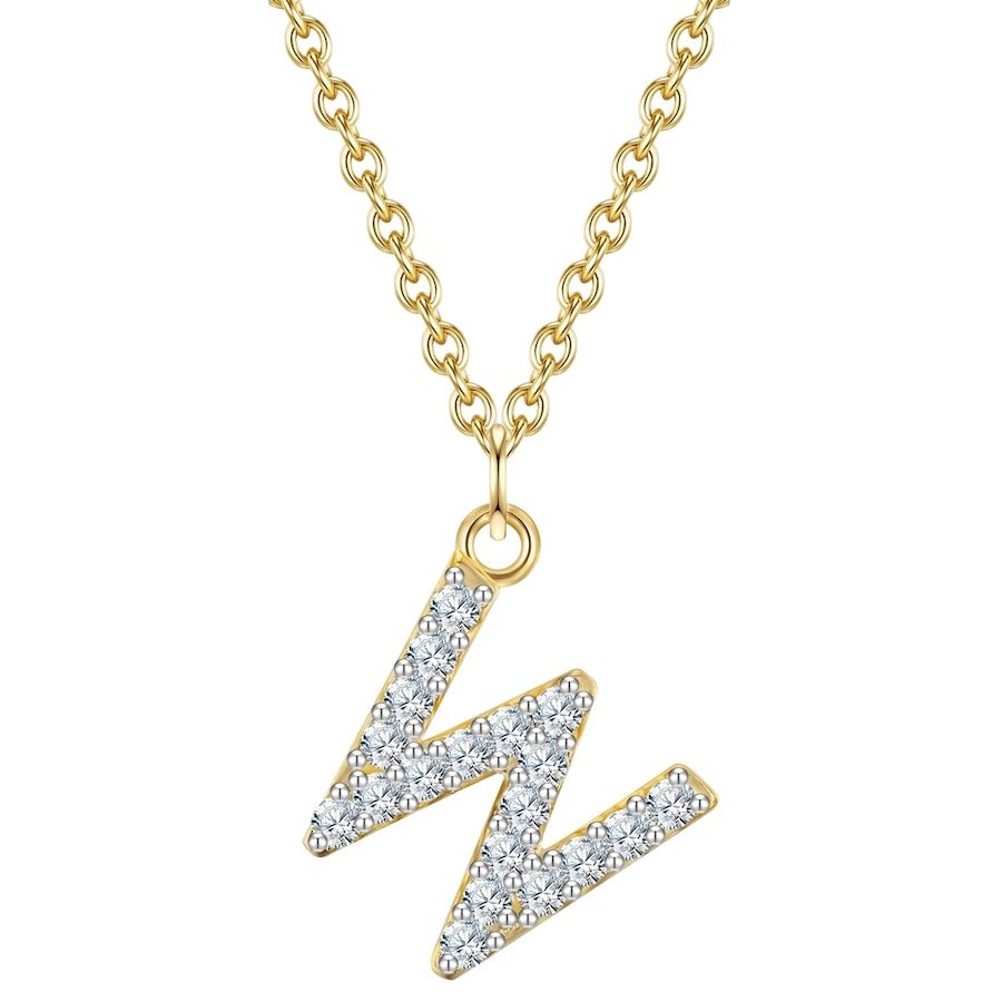 Glanzstücke München Halskette Buchstabe M aus Sterling Silber in gelbgold mit Zirkonia Ketten 1 ct Damen