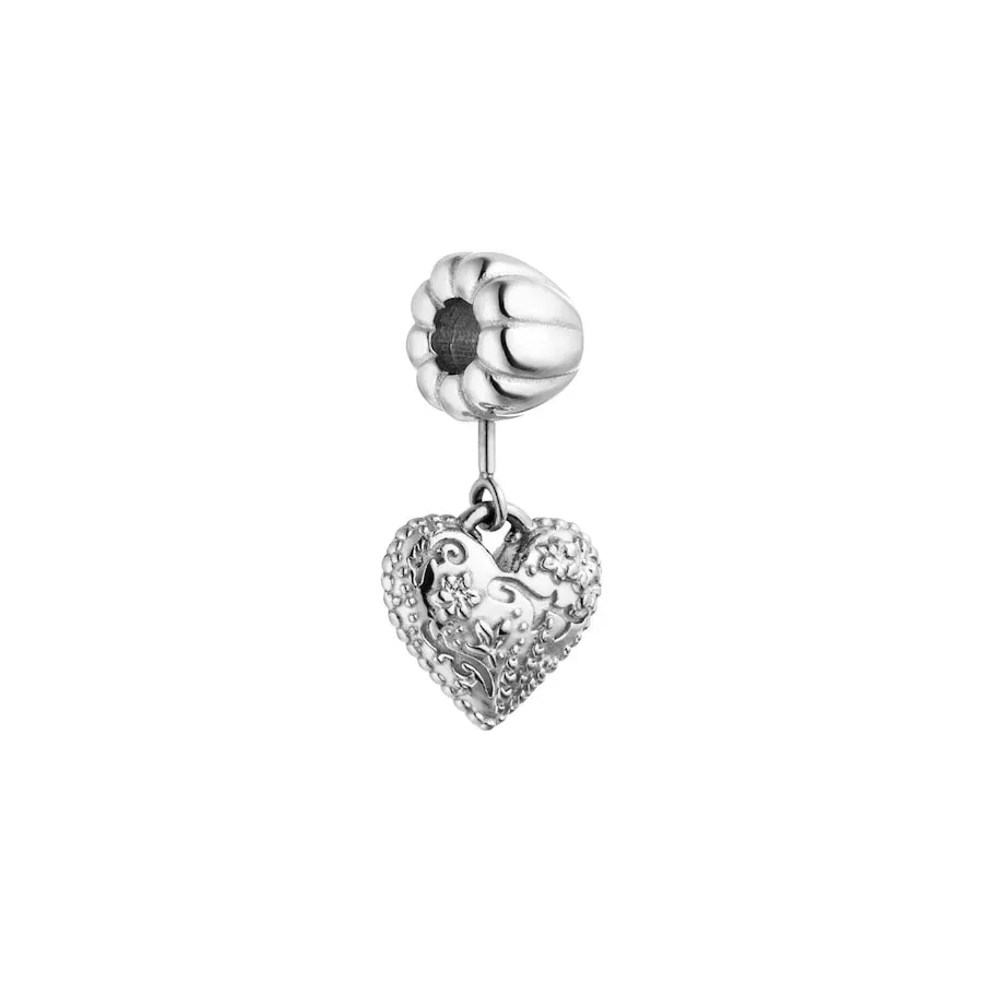 Purelei LEI Vintage Heart Charm 100% Edelstahl Charms & Anhänger 1 ct Grau