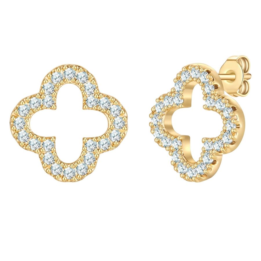 Yokoamii Ohrstecker aus Messing in gelbgold mit Zirkonia Ohrringe 1 ct Damen