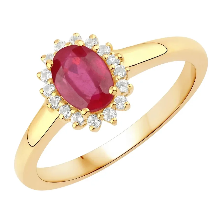 Rafaela Donata Ring Sterling Silber Rubin (glasgefüllt) in Gelbgold Ringe 1 ct Damen