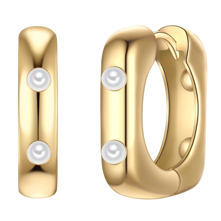 Yokoamii Creolen aus Metall-Legierung in Gelbgold mit Perle (synth.) Ohrringe 1 ct Damen
