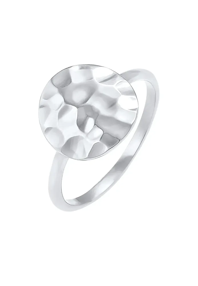 Elli Dot Plättchen Gehämmert 925 Silber Ringe 1 ct Damen