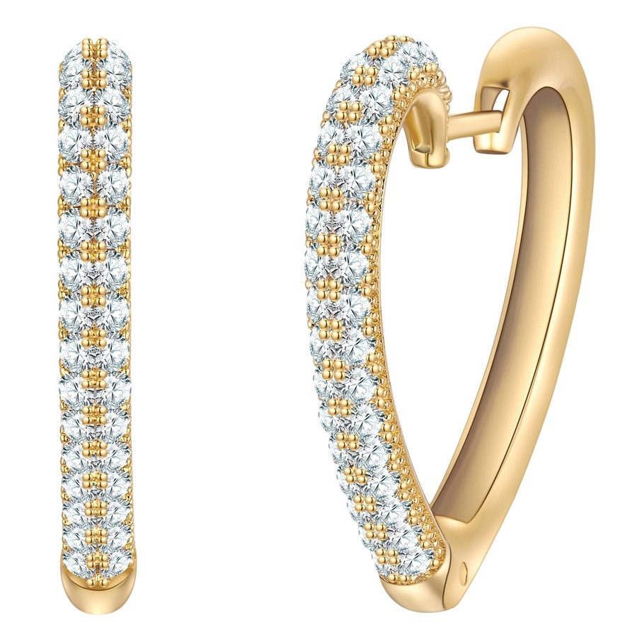 Yokoamii Creolen Herz aus Messing in gelbgold mit Zirkonia Ohrringe 1 ct Damen