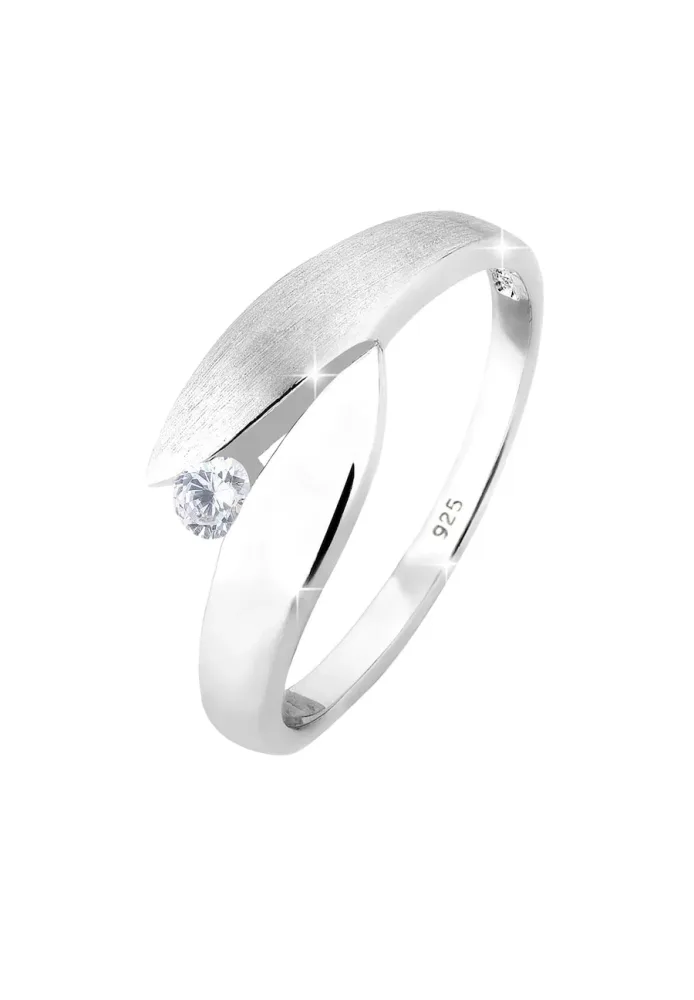 Elli - Ring Solitär Wickelring Zirkonia, 54mm, Weiss