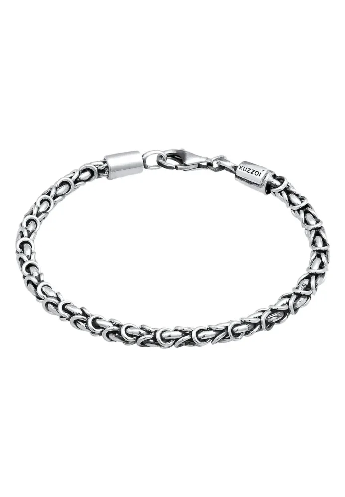 Kuzzoi - Armband Königskette Basic 925 Silber, 21cm, Taubengrau