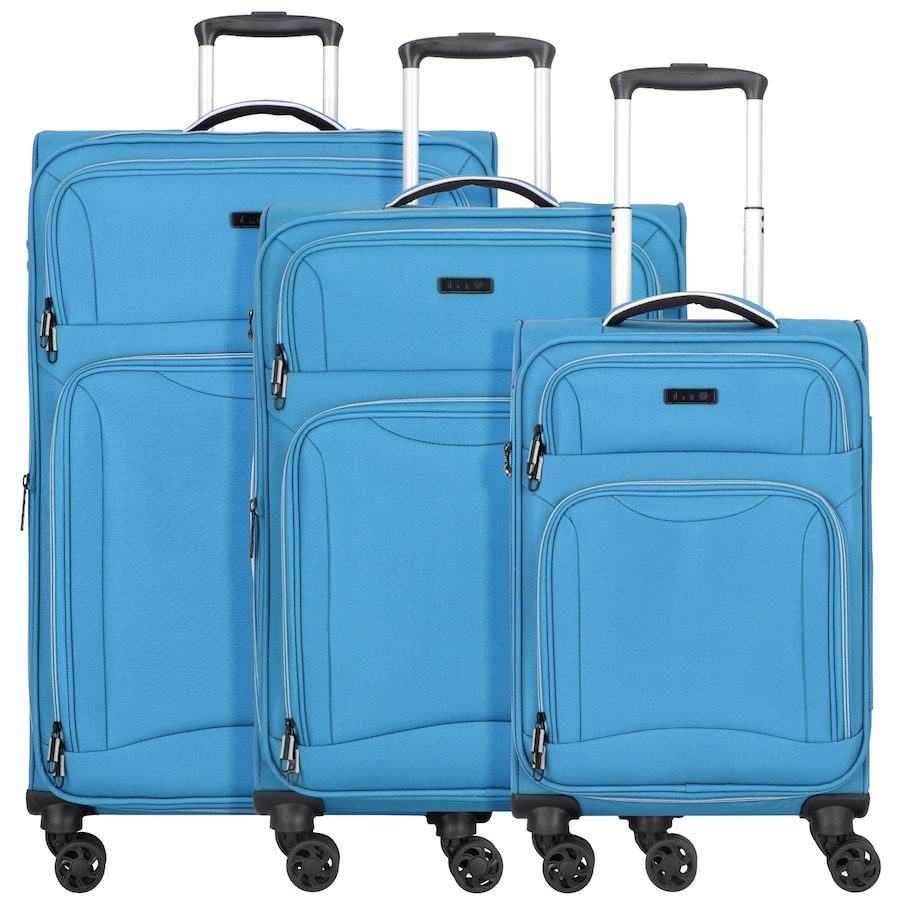 d & n Travel Line 9204 4 Rollen Kofferset 3-teilig mit Dehnfalte Reisetaschen 1 ct Blau Herren