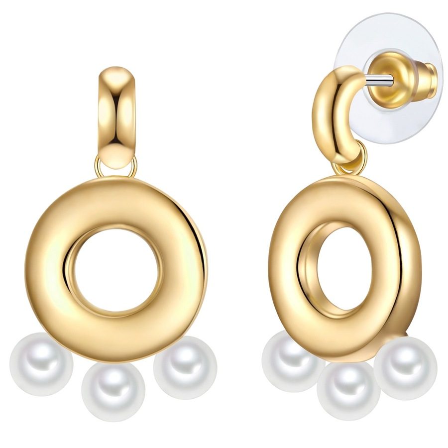 Yokoamii Ohrhänger aus Metall-Legierung in Gelbgold mit Perle (synth.) Ohrringe 1 ct Damen