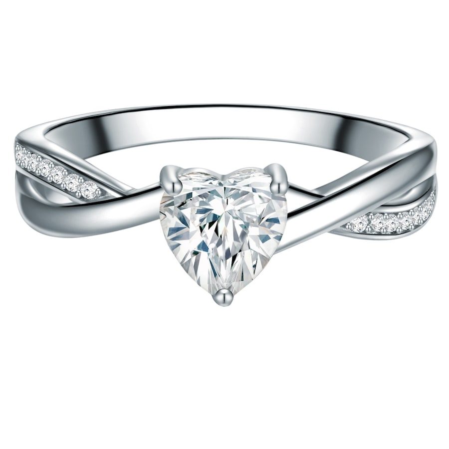 Trilani Ring Herz aus Sterling Silber in silber mit Zirkonia Ringe 1 ct Damen