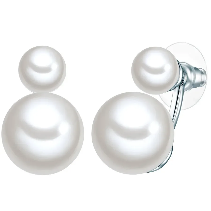 Lulu & Jane - Perlen-Ohrstecker, 23mm, Weiss