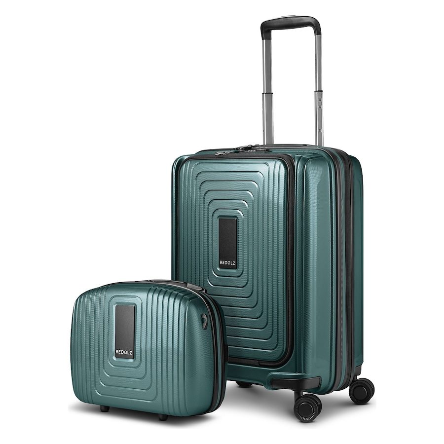 Redolz Essentials 14 Kofferset 2 tlg. Kabinentrolley mit Dehnfalte + Beautycase Reisetaschen 1 ct Petrol Herren