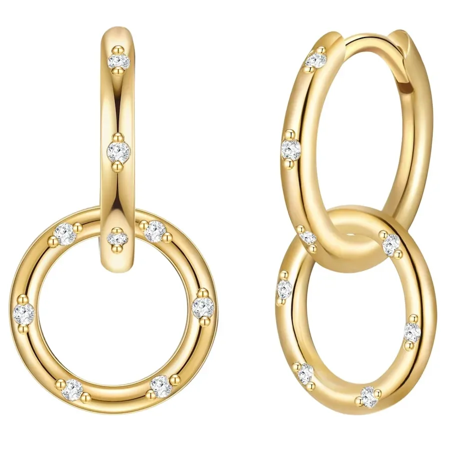 Glanzstücke München Creolen Sterling Silber Zirkonia in Gelbgold Ohrringe 1 ct Damen