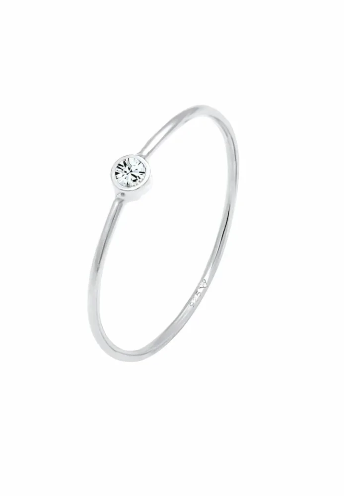Elli - Ring Solitär Stapelring Kristall, 46mm, Silber