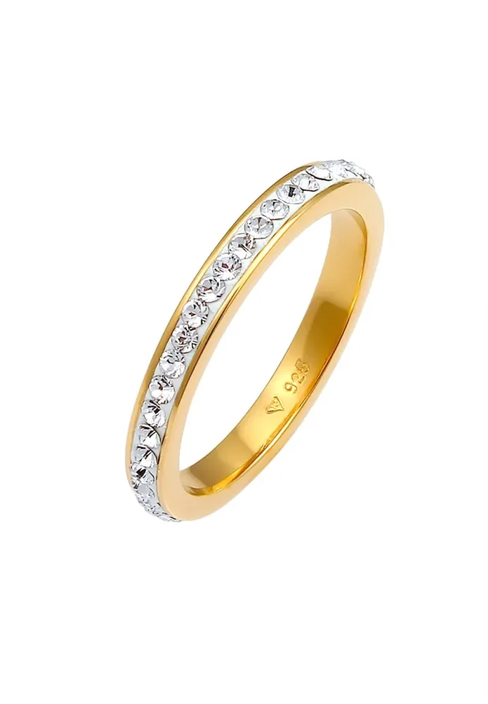 Elli - Ring Bandring Kristall Klassisch, 52mm, Gold