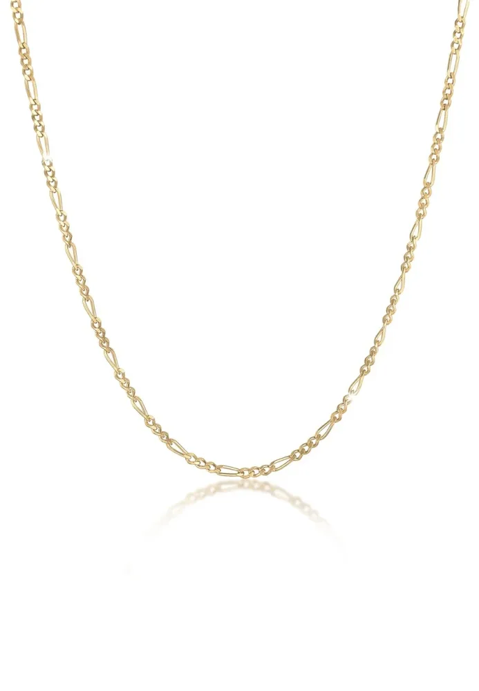 Kuzzoi - Halskette Männer Figarokette Massiv Oxidiert 925 Silber, 50 CM, Gold