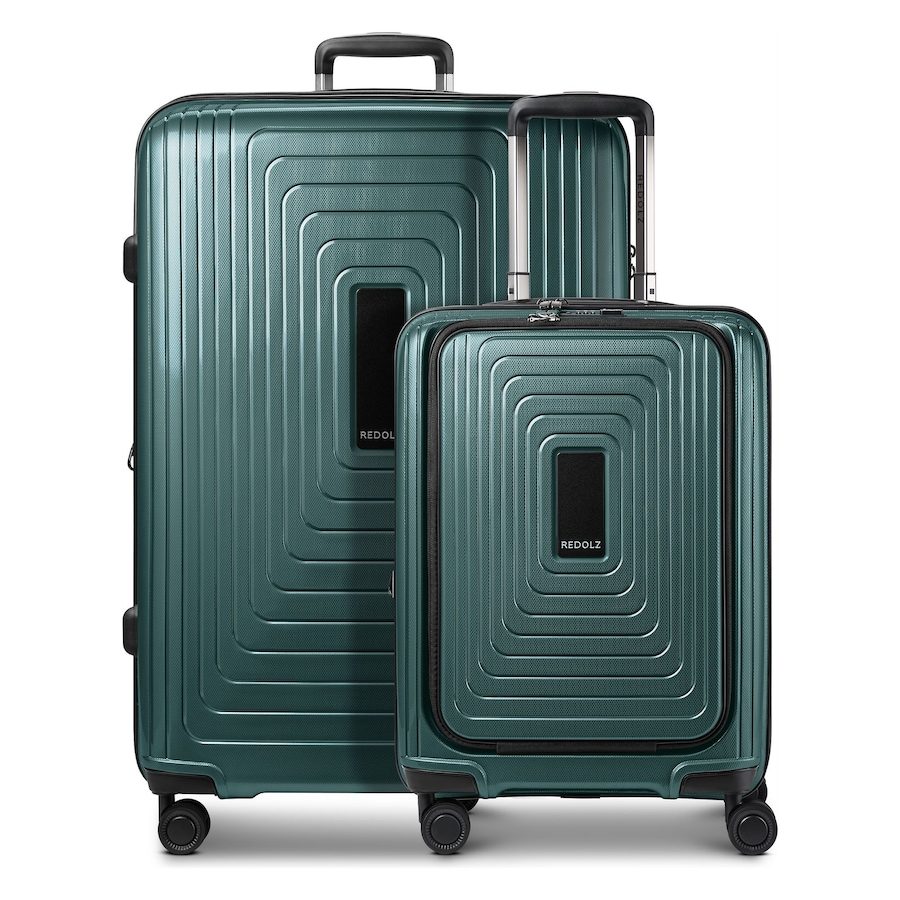 Redolz Essentials 14 4-Rollen Kofferset 2 tlg. Laptopfach mit Dehnfalte Reisetaschen 1 ct Grün Herren