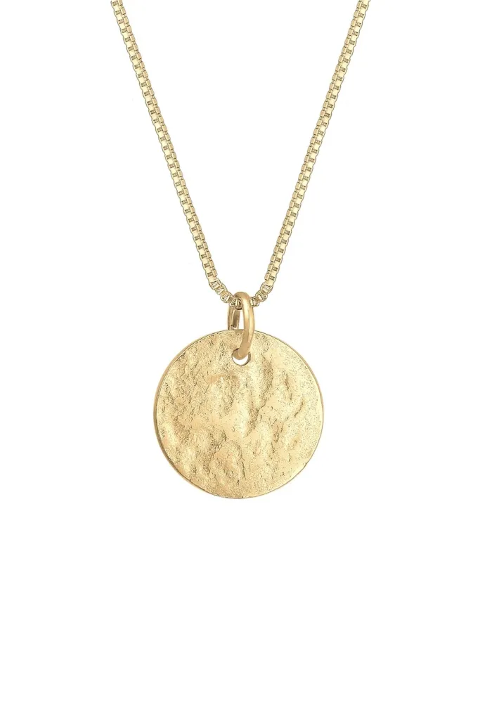 Elli - Halskette Plättchen Anhänger, 45cm, Gold