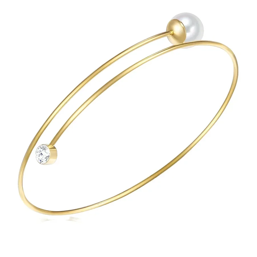 Lulu & Jane Perlen-Armband Messing Glaskristall Muschelkernperle in Gelbgold Armbänder & Armreife 1 ct Damen