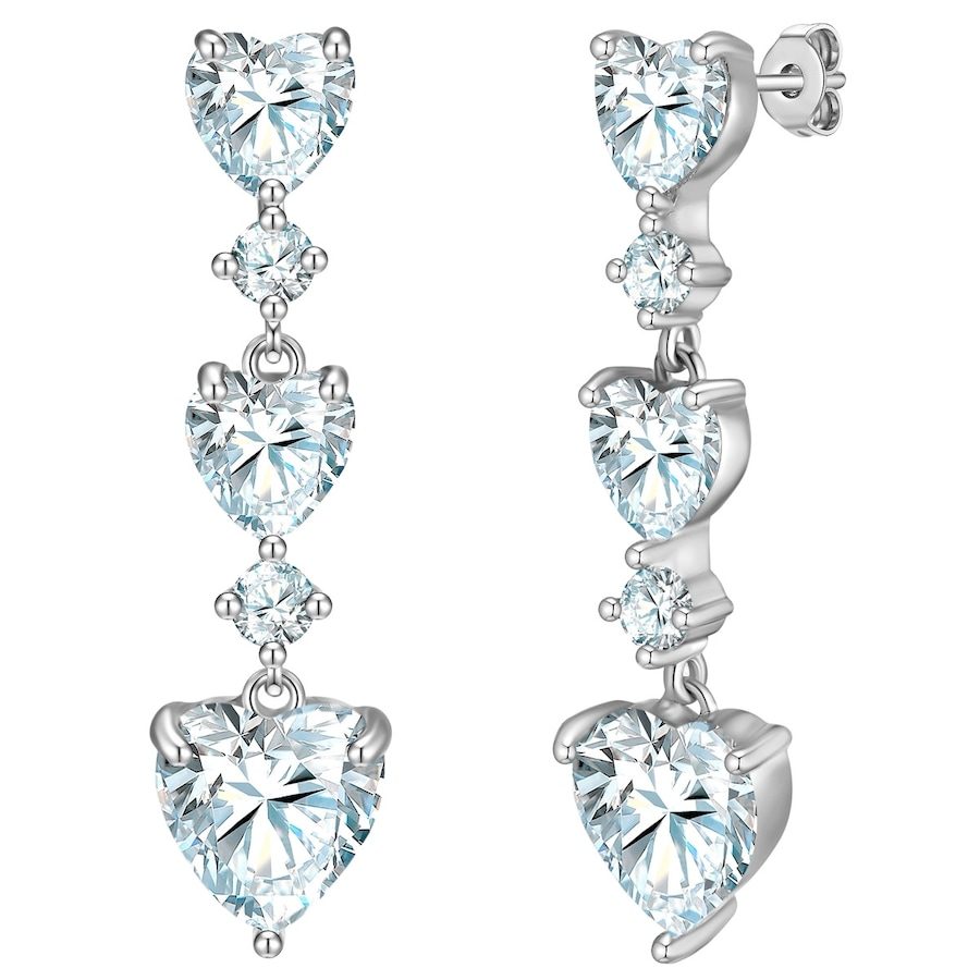 Yokoamii Ohrhänger Herz aus Messing in silber mit Zirkonia Ohrringe 1 ct Damen