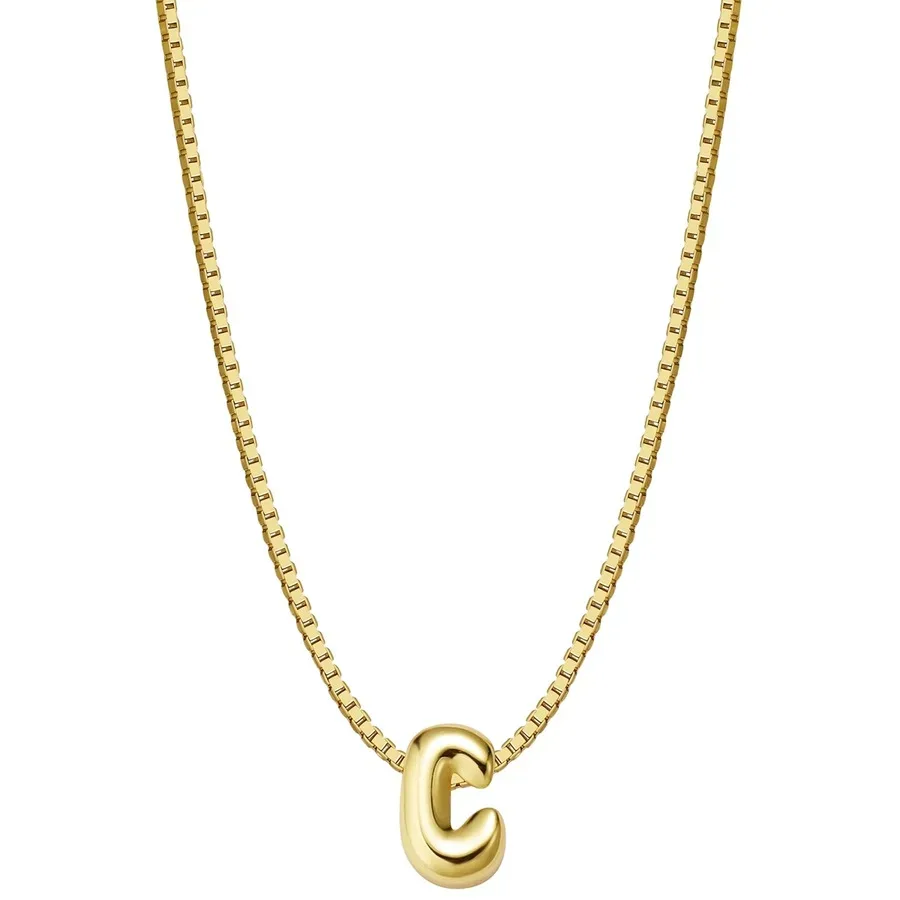 Glanzstücke München Halskette Buchstabe C aus Sterling Silber in gelbgold Ketten 1 ct Damen