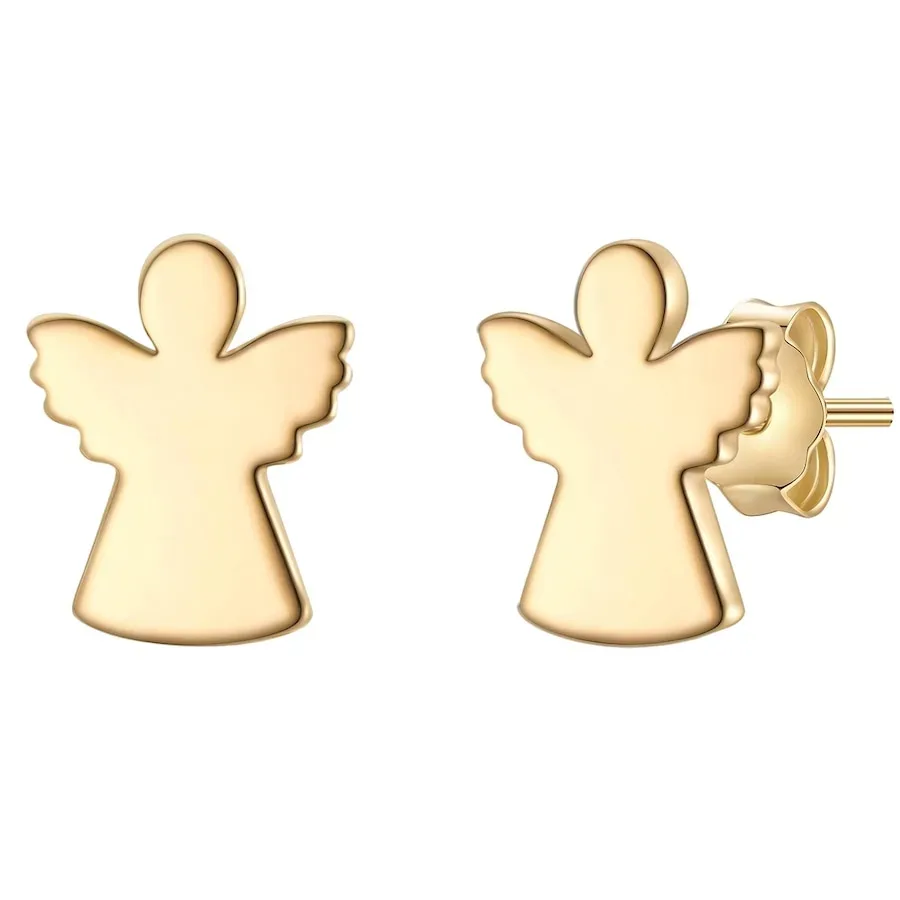 Glanzstücke München Ohrstecker Engel aus Sterling Silber in gelbgold Ohrringe 1 ct Damen