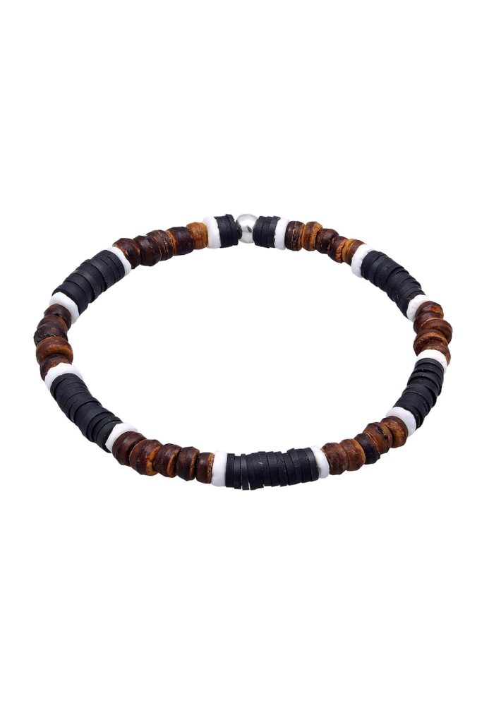 KUZZOI Herren Heishi Beads Vintage Surfer 925 Silber Armbänder & Armreife 1 ct
