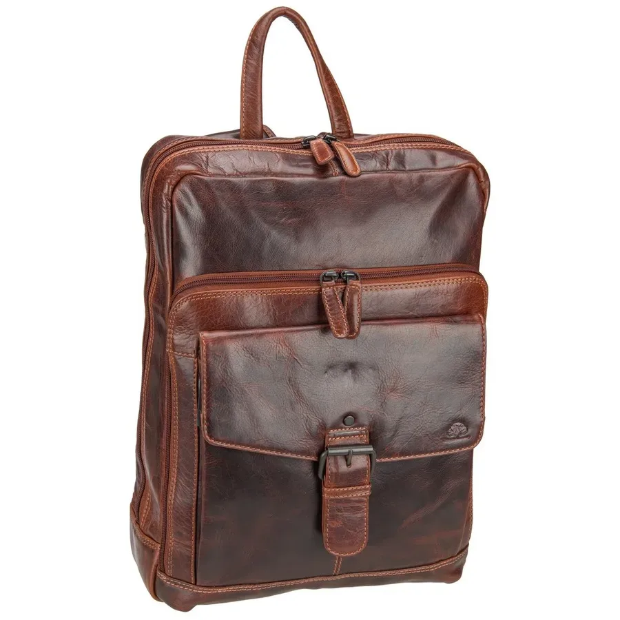 Greenburry Rugged Business-Rucksack Leder 39 cm Laptopfach Rucksäcke 1 ct Braun
