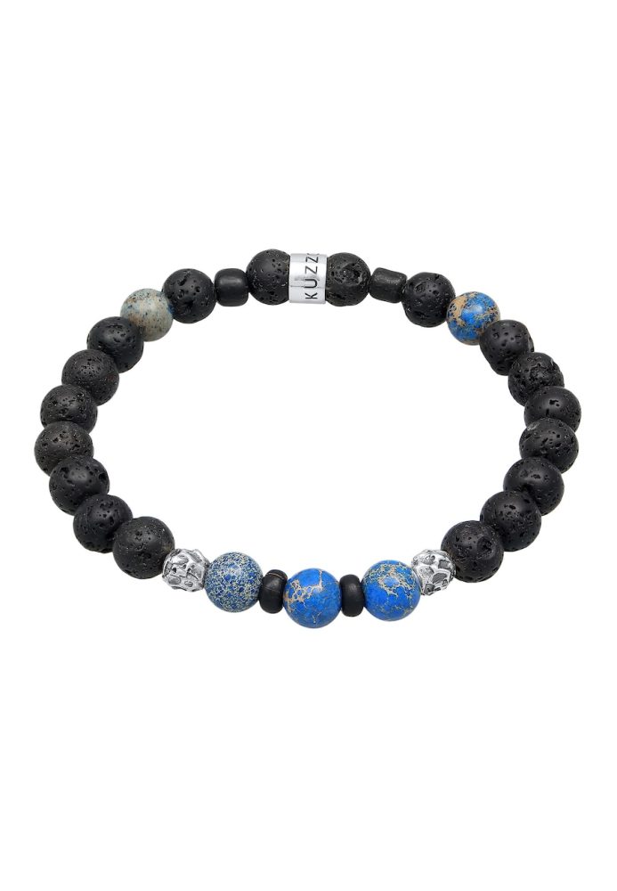 KUZZOI Herren Lava Achat Edelstein Bead 925 Silber Armbänder & Armreife 1 ct