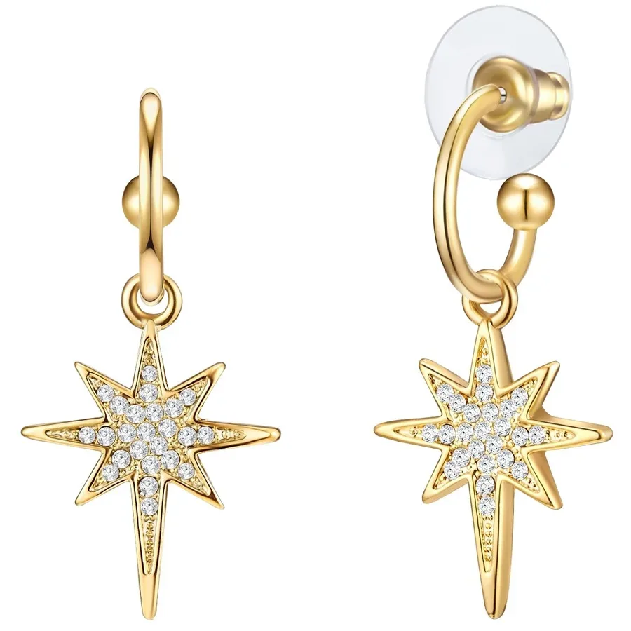Lulu & Jane Ohrhänger Stern Metall-Legierung Glas in Gelbgold Ohrringe 1 ct Damen