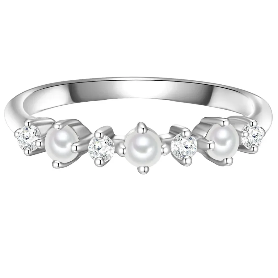 Glanzstücke München Ring Sterling Silber Zirkonia Süßwasser-Zuchtperle in Silber Ringe 1 ct Damen