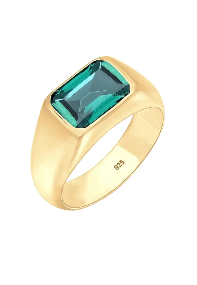 Elli - Ring Siegelring Edelstein Trend Statement, 54mm, Grün