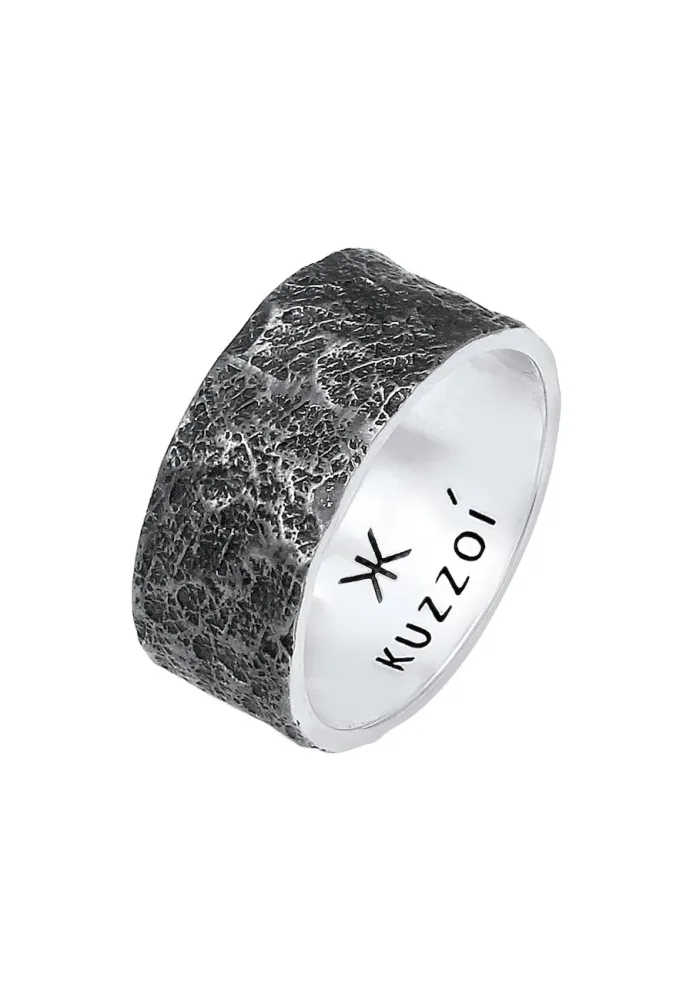 Kuzzoi - Ring  Bandring Organic Struktur 925 Silber, 60mm