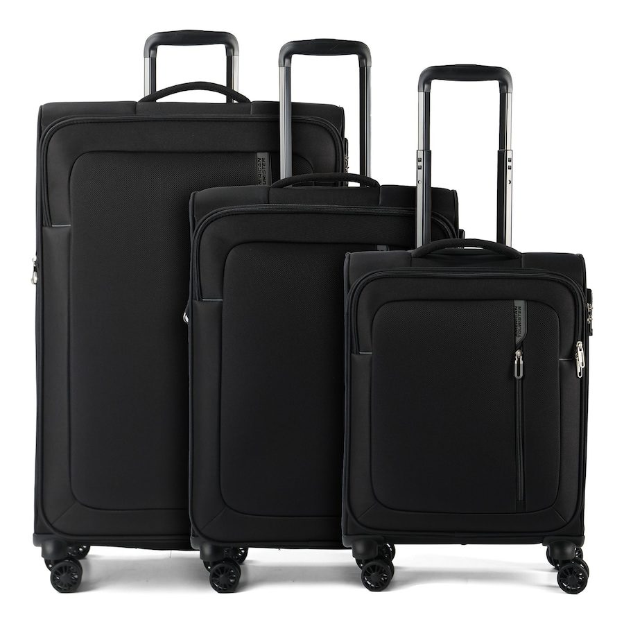 American Tourister Nitestream 4 Rollen Kofferset 3-teilig mit Dehnfalte Reisetaschen 1 ct Schwarz Herren