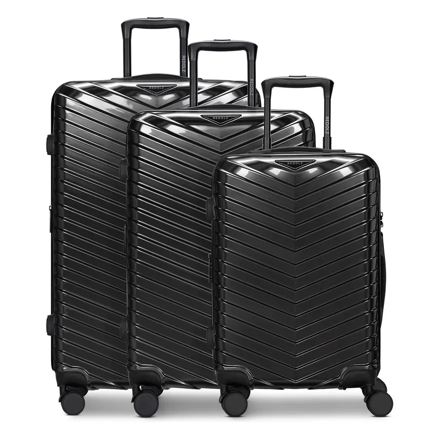 Redolz Essentials 18 4 Rollen Kofferset 3-teilig mit Dehnfalte Reisetaschen 1 ct Schwarz Herren