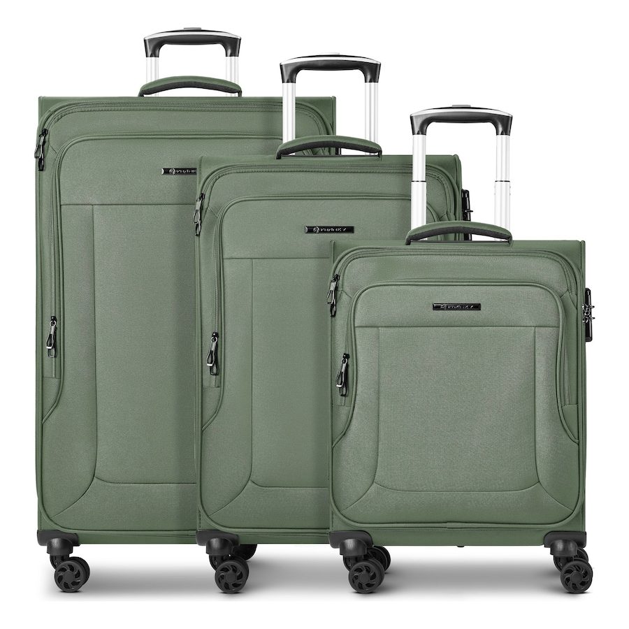 Franky Melbourne 3.0 4-Rollen Kofferset 3tlg. mit Dehnfalte Reisetaschen 1 ct Grün Herren
