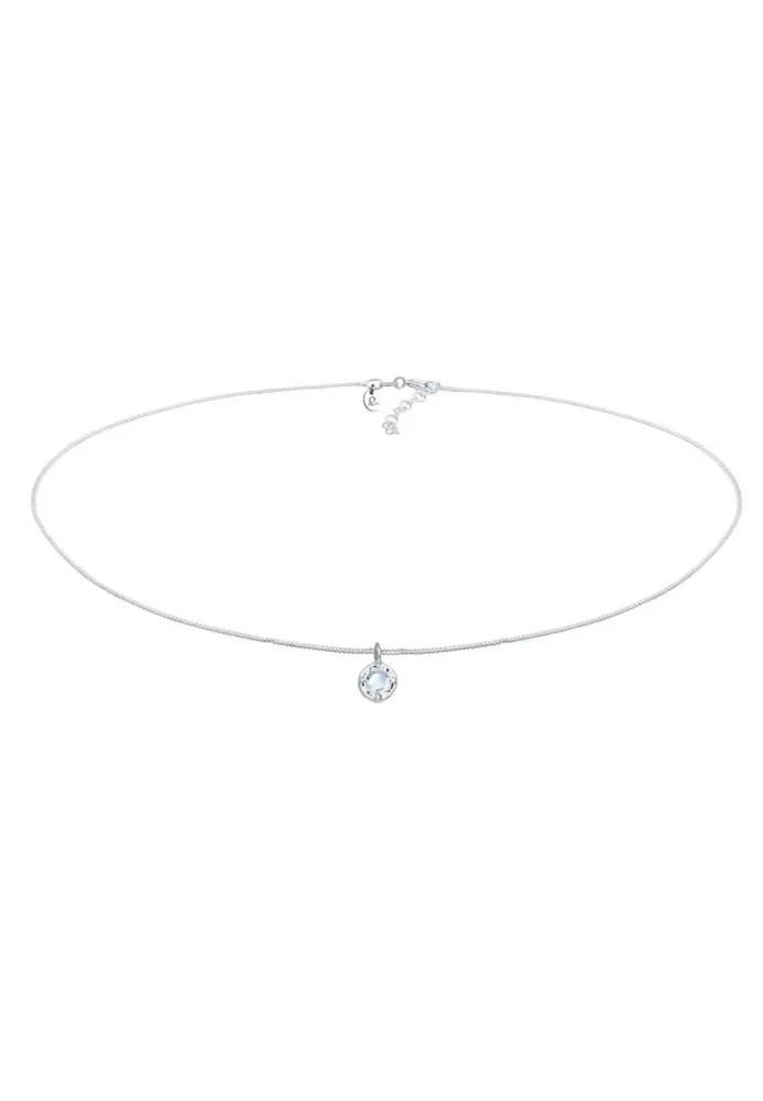 Elli PREMIUM Choker Basic Stein Kristall 925 Silber Ketten 1 ct Damen