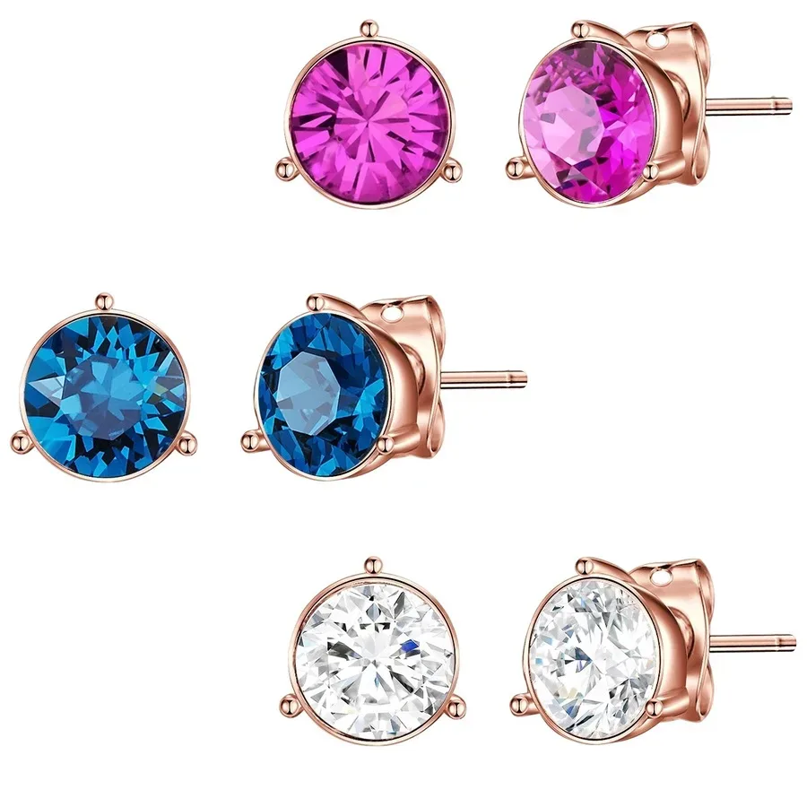 Lulu & Jane Schmuckset Metall-Legierung verziert mit Kristallen von Swarovski® in Roségold Ohrringe 1 ct Damen
