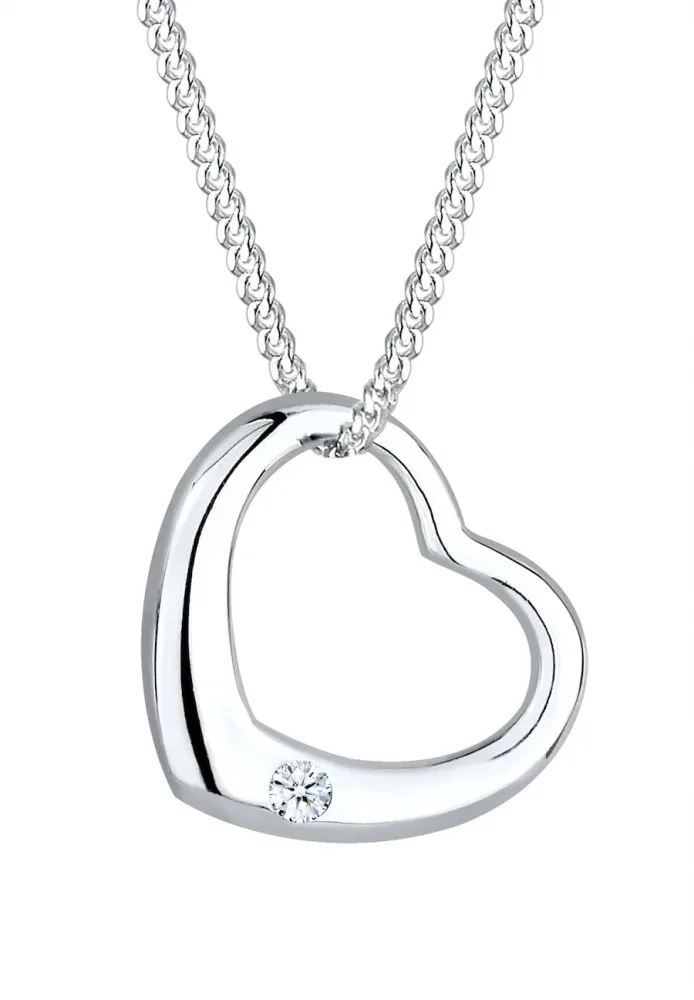 Elli DIAMONDS Herz Liebe Diamant (0.03 ct.) 925 Silber Ketten 1 ct Damen