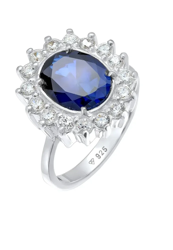 Elli Cocktailring Saphirblau Royal Zirkonia 925 Silber Ringe 1 ct Damen