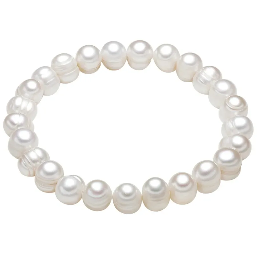 Valero Pearls Perlen-Armband Süßwasser-Zuchtperle in Weiß Armbänder & Armreife 1 ct Damen