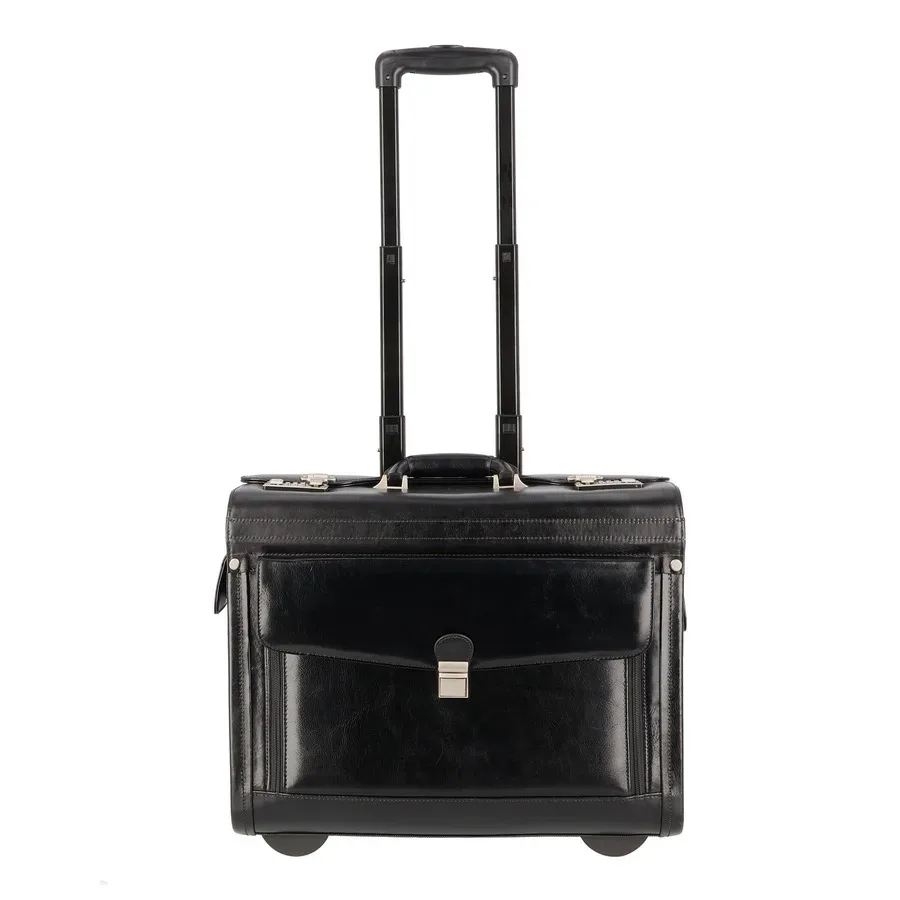 Dermata 2 Rollen Pilotentrolley Leder 39 cm Laptopfach Koffer & Trolleys 1 ct Schwarz Herren